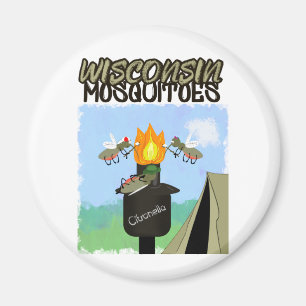 Wisconsin-Mücken Cartoon - Camping mit Tiki Magnet