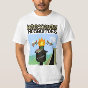 Wisconsin-Mücken-Cartoon - Camping mit Tiki T-Shirt