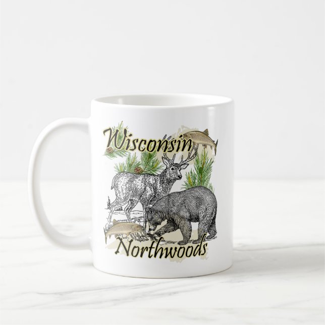 Wisconsin Northwoods Sportsman Jagd Fischerei Tass Kaffeetasse (Links)