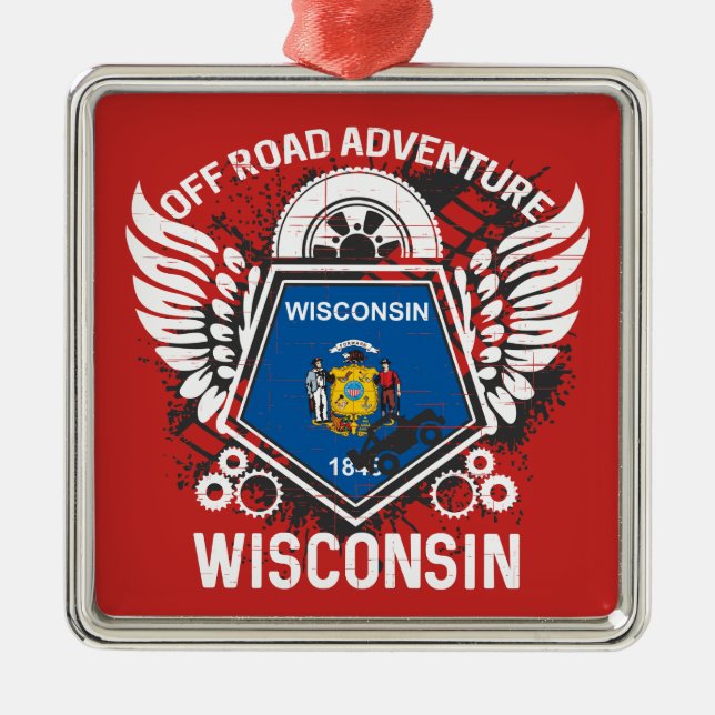 Wisconsin Off Road Adventure 4x4 Trail Mudding Ornament Aus Metall (Vorne)