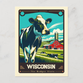 Wisconsin | Patriotischer Geist Vintage Postkarte