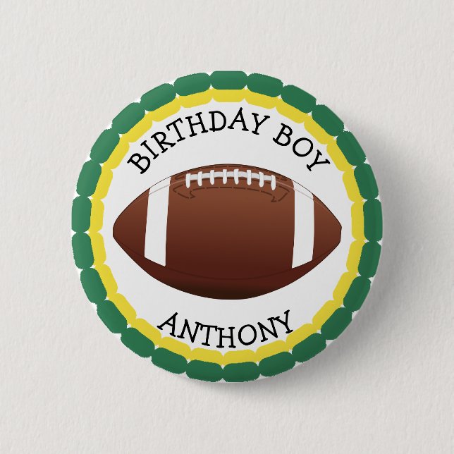 Wisconsin Personalize Birthday Boy Football Button (Vorderseite)