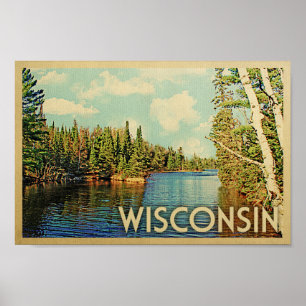 Wisconsin-Plakat - See-Vintager Reise-Druck Poster