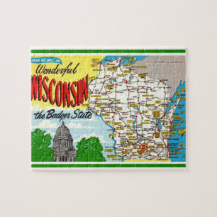 Wisconsin Postcard Karte Jigsaw Puzzle