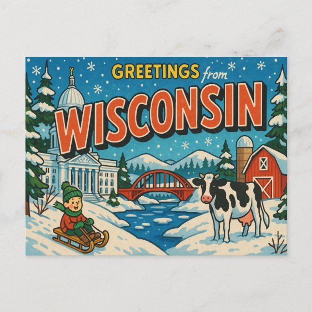 WISCONSIN Postkarte (Vorderseite)