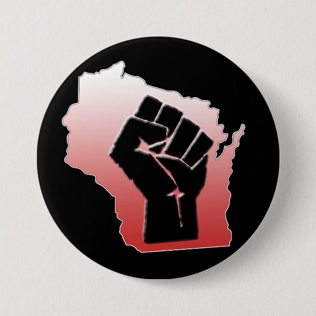 Wisconsin-Protest - geballte Faust Button (Vorderseite)