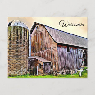 Wisconsin Red Barn Farm Postcard Postkarte