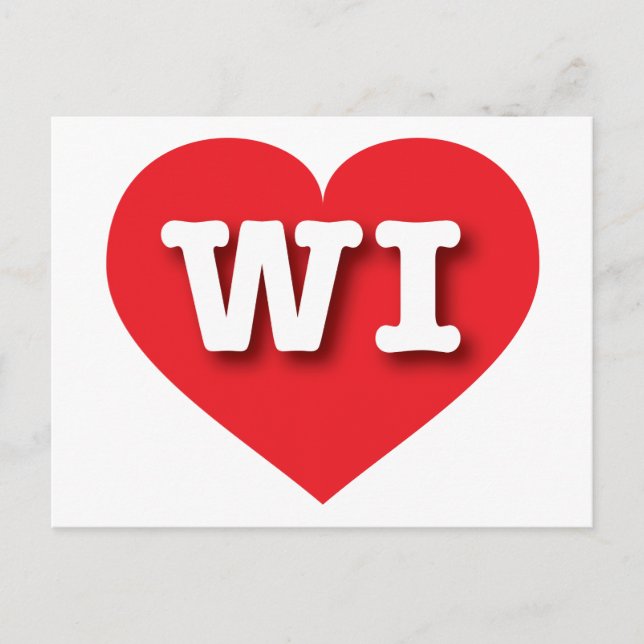 Wisconsin Red Heart - I Liebe WI Postkarte (Vorderseite)