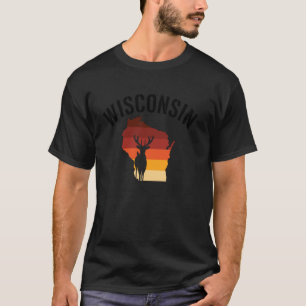 Wisconsin Retro-Hirsch Natur Outdoor-Sport Mitte T-Shirt