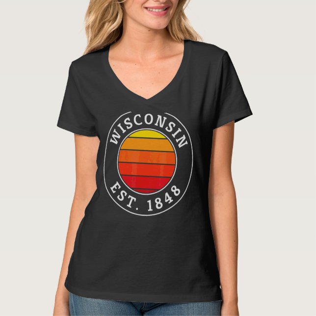 Wisconsin Retro Sunset Graphic T-Shirt (Vorderseite)