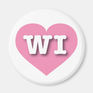 Wisconsin Rosa Herz - I Liebe WI Magnet