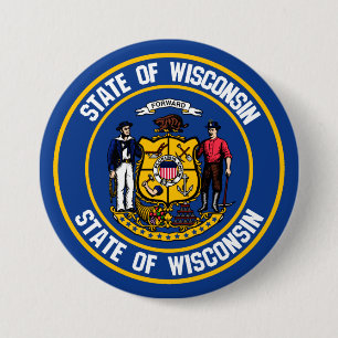 Wisconsin Round Emblem Button