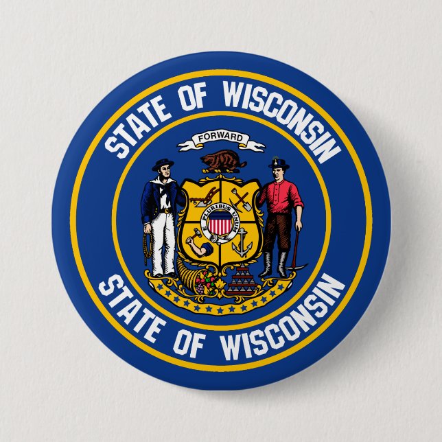 Wisconsin Round Emblem Button (Vorderseite)