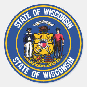 Wisconsin-RundEmblem Runder Aufkleber
