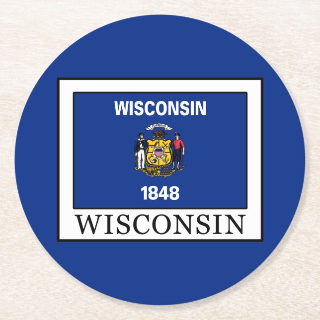 Wisconsin Runder Pappuntersetzer (Vorderseite)