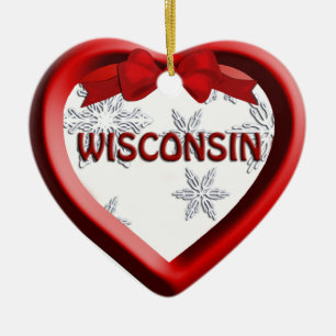 Wisconsin Schneeflocken Herzstück Weihnachtsschmuc Keramik Ornament