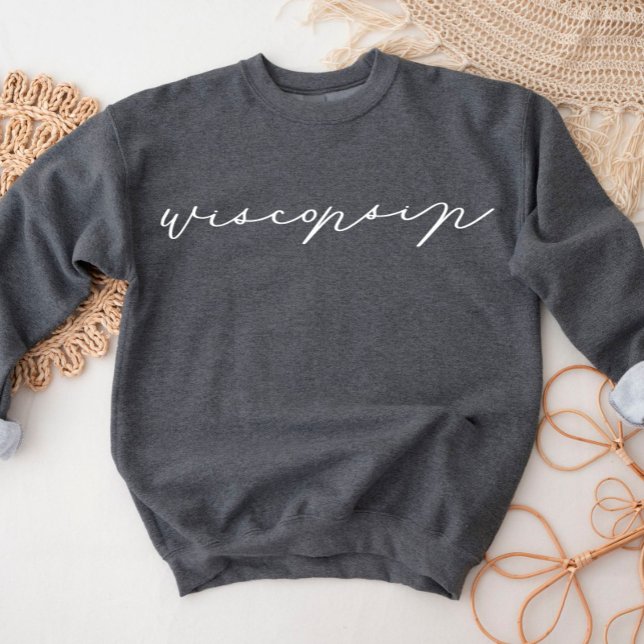 Wisconsin Script Staat Frauen Sweatshirt (Von Creator hochgeladen)