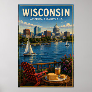 Wisconsin-Seeblick-Skyline Great Lakes Schönheit Poster