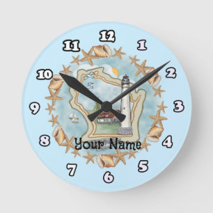 Wisconsin Shells Leuchtturm Runde Wanduhr