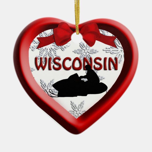 Wisconsin Snowmobile Herz Weihnachtsschmuck (Vorne)