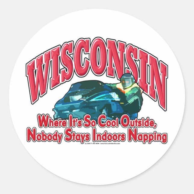 Wisconsin Snowmobile Runder Aufkleber (Vorderseite)