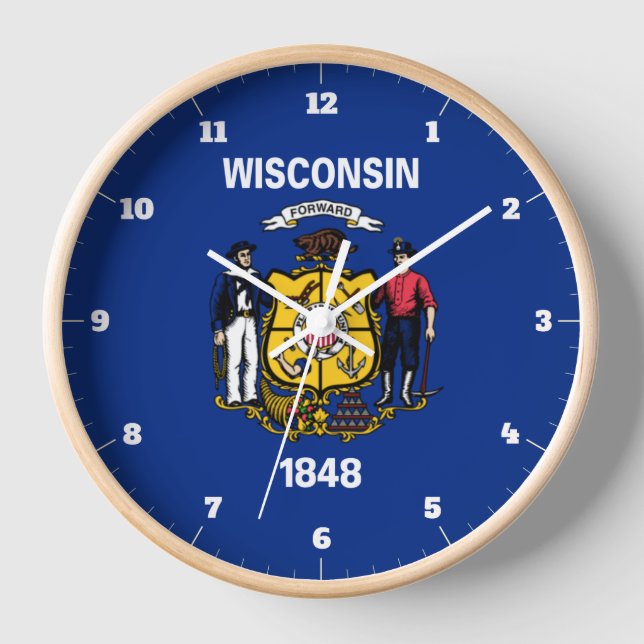 WISCONSIN STAAT FLAG UHR (Vorderseite)