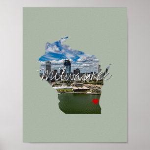 Wisconsin Staat Foto Einfügung und Ortsname Poster