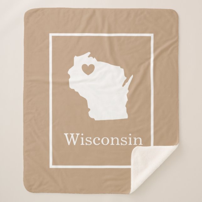 Wisconsin Staat Karte mit Herzform Sherpadecke (Vorderseite)