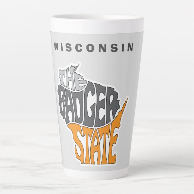 Wisconsin Staat Nickname Word Art Milchtasse (Vorderseite)