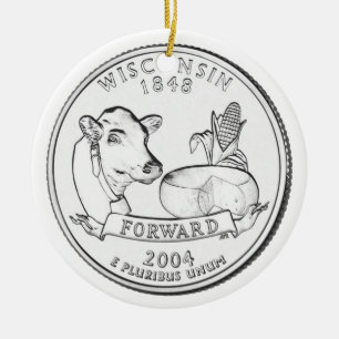 Wisconsin Staat Quarter Keramikornament