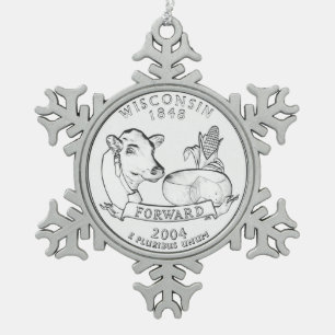 Wisconsin Staat Quarter Schneeflocken Zinn-Ornament