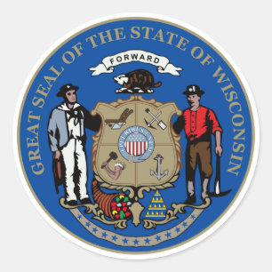 Wisconsin Staat Siegel Runder Aufkleber