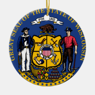 Wisconsin Staat Siegel Weihnachtsfeierlichkeiten Keramik Ornament