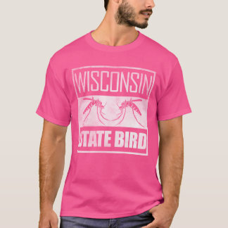 Wisconsin Staat-Vogelmoskito-Retro T-Shirt