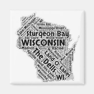 Wisconsin Staat Word Cloud Magnet