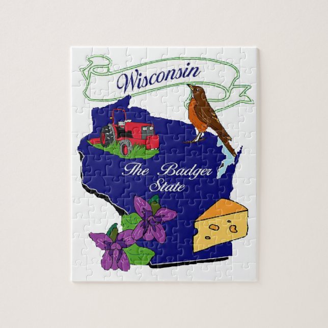 Wisconsin-Staats-Puzzlespiel 8x10 " Puzzle (Vertikal)