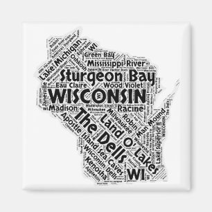 Wisconsin-Staats-Wort-Wolke Magnet