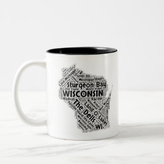 Wisconsin-Staats-Wort-Wolke Zweifarbige Tasse