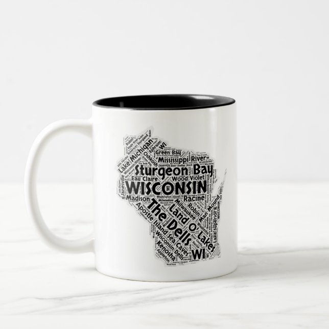 Wisconsin-Staats-Wort-Wolke Zweifarbige Tasse (Links)