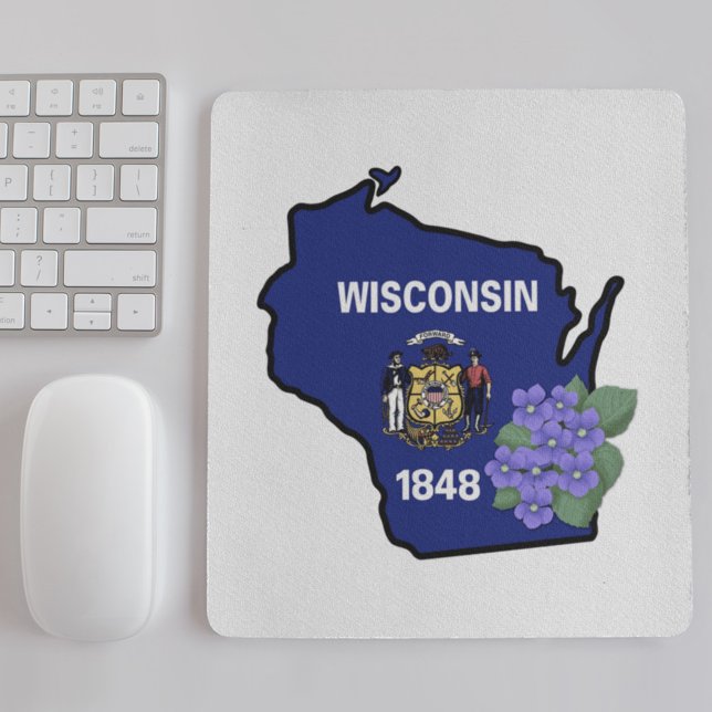 Wisconsin State Flag & Blume Common Blue Violet Mousepad (Von Creator hochgeladen)