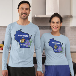 Wisconsin State Flag & Blume Common Blue Violet T-Shirt