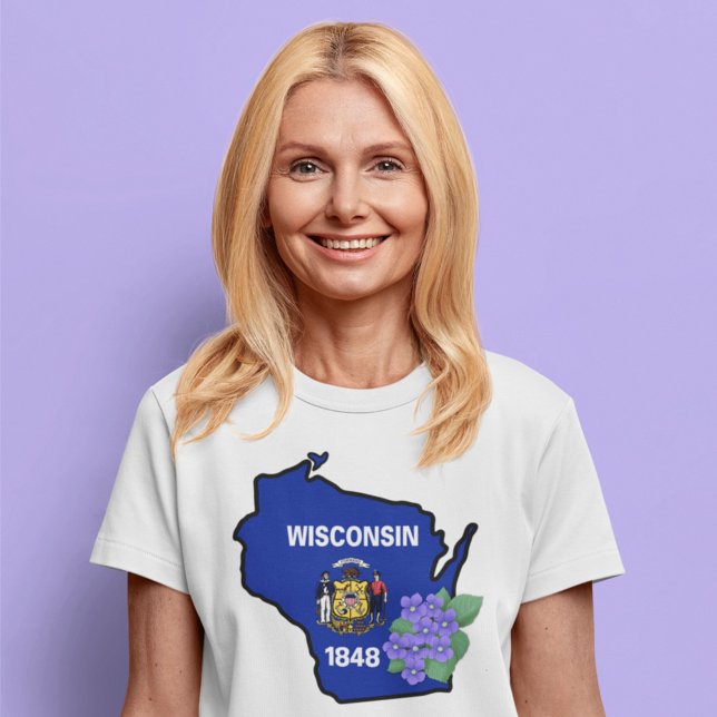 Wisconsin State Flag & Blume Common Blue Violet T-Shirt (Von Creator hochgeladen)