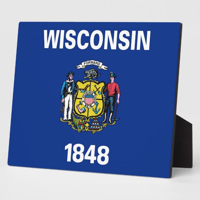 Wisconsin State Flag Plaque Fotoplatte (Seite)