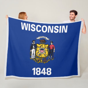 Wisconsin State Flag Print Patriotc Fleecedecke