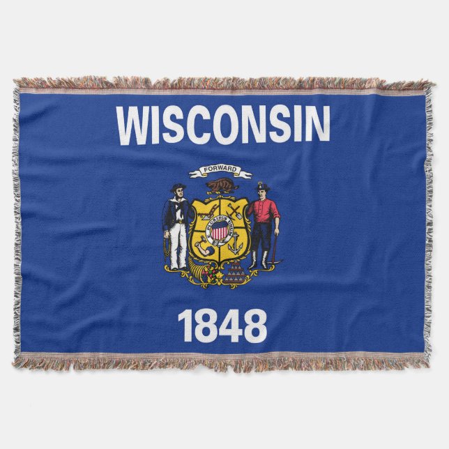Wisconsin State Flag Print Patriotic Decke (Vorderseite)