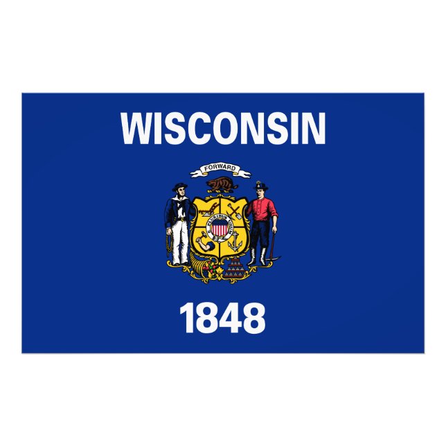 Wisconsin State Flag USA Fotodruck (Vorne)
