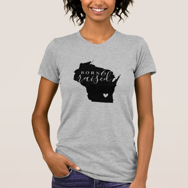 Wisconsin-T-Shirt für Geborenen und erhöhten Staat T-Shirt (Vorderseite)