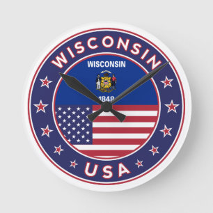Wisconsin-T - Shirt Runde Wanduhr