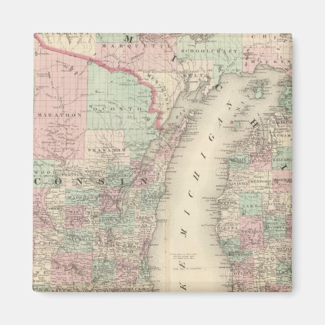 Wisconsin und Michigan Magnet (Vorne)