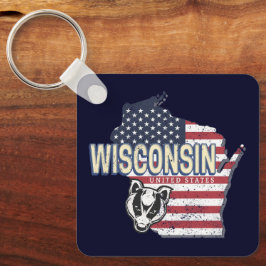 Wisconsin United Staaten Staat Map Vintag USA Schlüsselanhänger